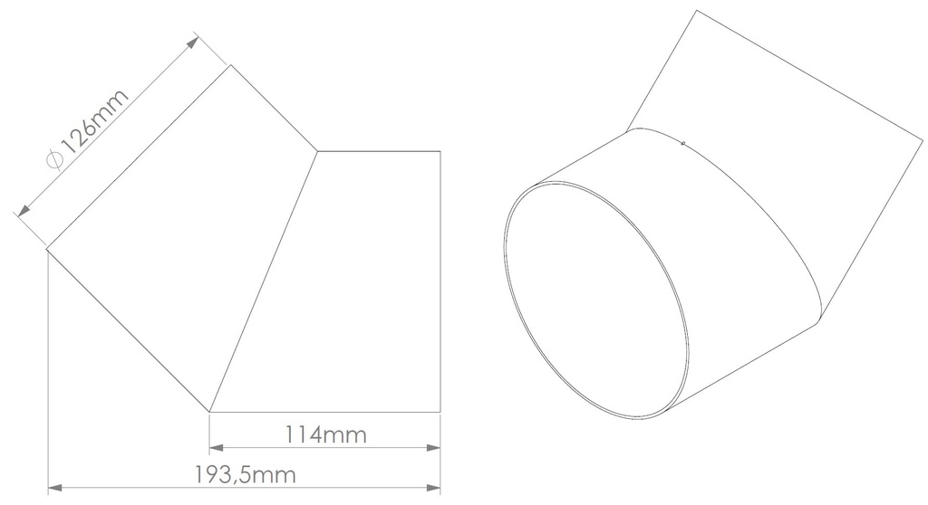 Elbow for chimney d129 135 degr 304