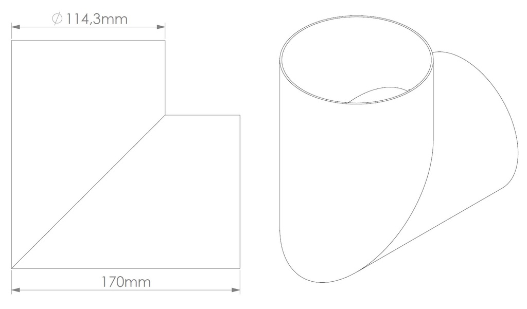 Elbow for chimney d114,3 90 degr 304